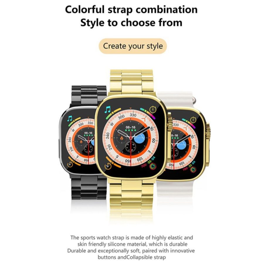C9 Ultra Max Smart Watch Golden Edition Amazing Dial & With 2 Strip Good Quality (random Color )