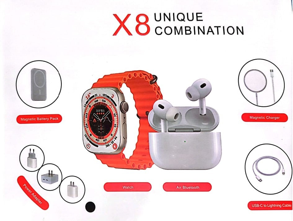 X8 Smartwatch with Power Bank and Wireless Earphone